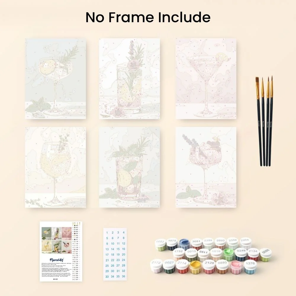 Mini Paint by numbers 15x20cm (6 pieces) - Botanical Drinks - Image 10