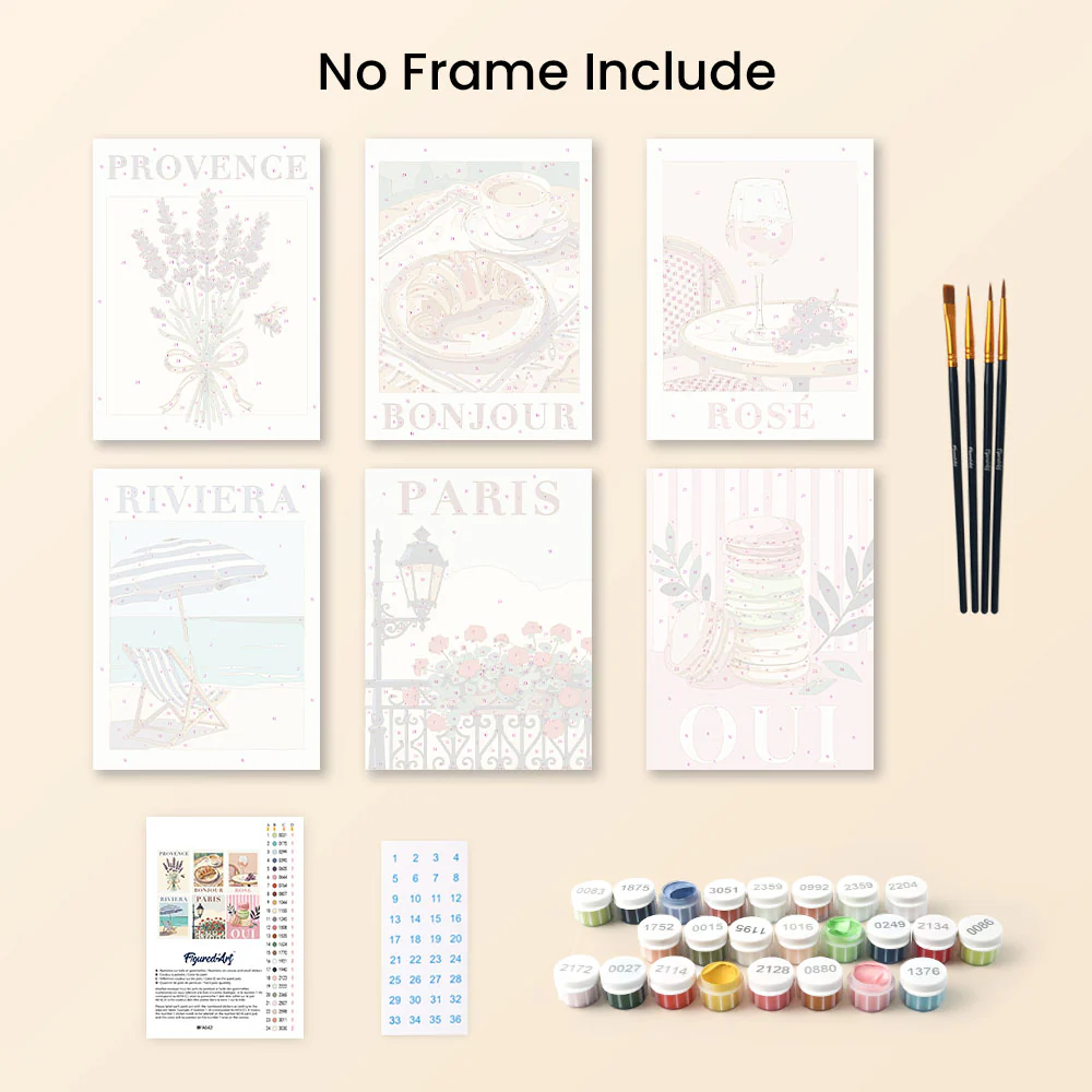 Mini Paint by numbers 15x20cm (6 pieces) - Chic France - Image 10