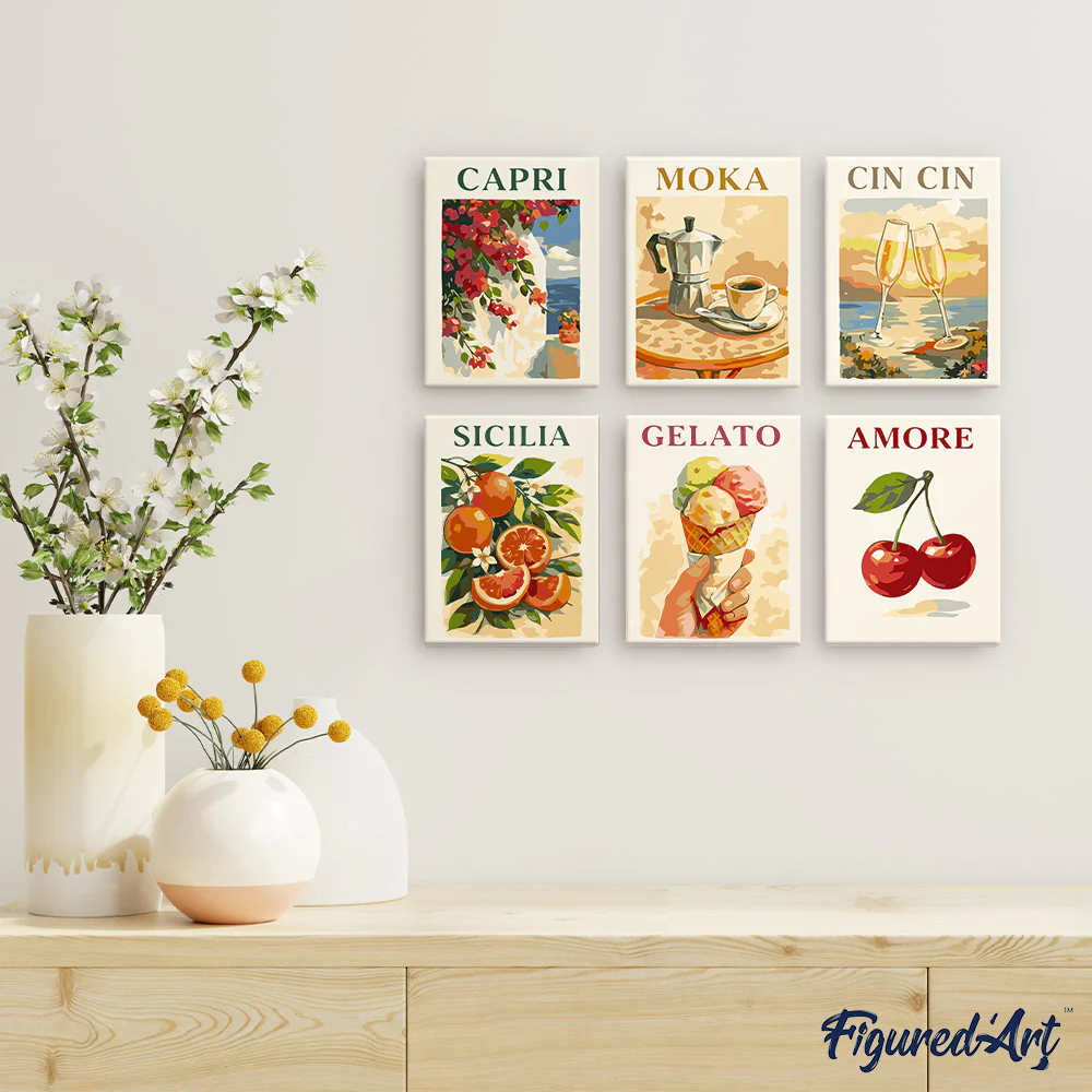 Mini Paint by numbers 15x20cm (6 pieces) - Dolce Italy - Image 3