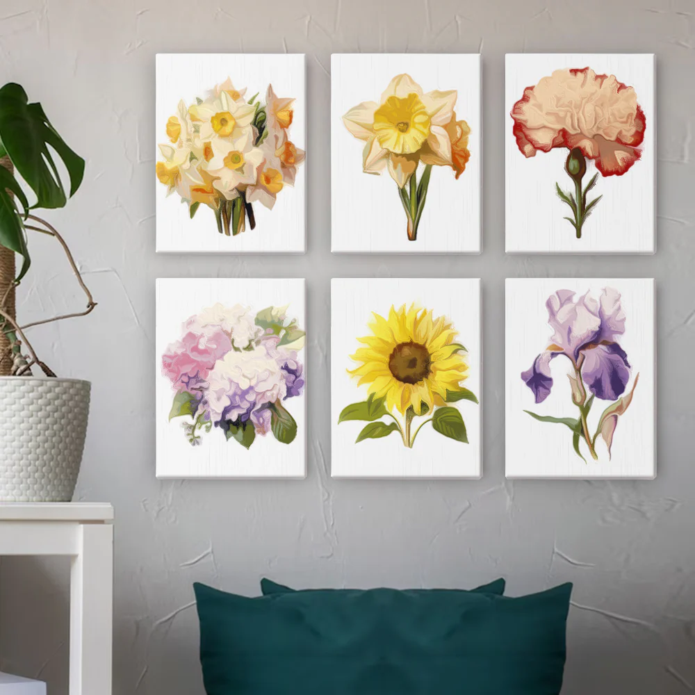 Mini Paint by numbers 15x20cm (6 pieces) - Floral Journey - Image 3