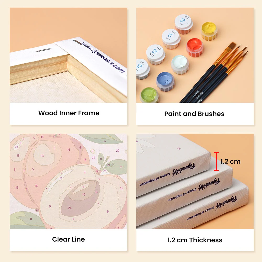 Mini Paint by numbers 15x20cm (6 pieces) - Garden Fruits - Image 9