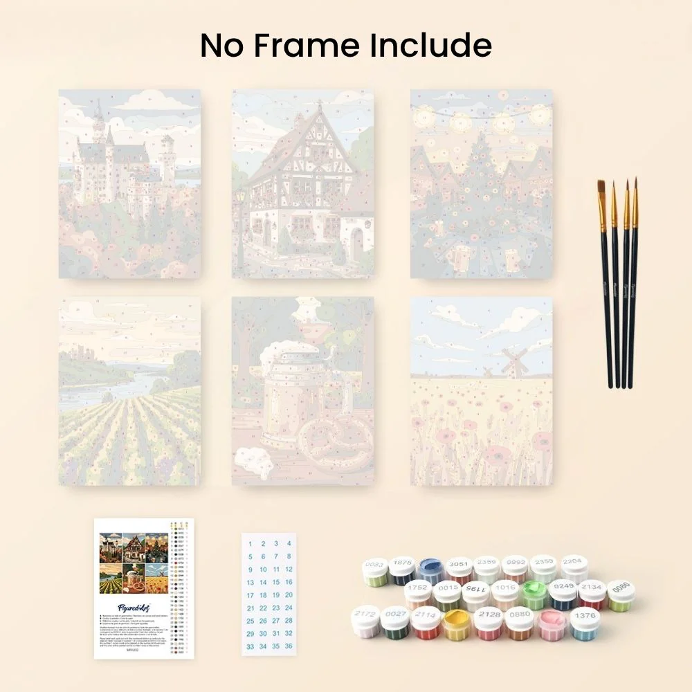 Mini Paint by numbers 15x20cm (6 pieces) - Hello Germany - Image 10