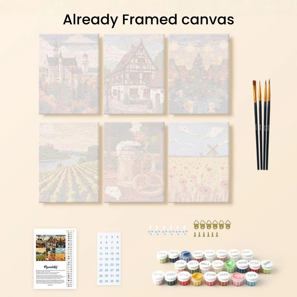 Mini Paint by numbers 15x20cm (6 pieces) - Hello Germany - Image 12