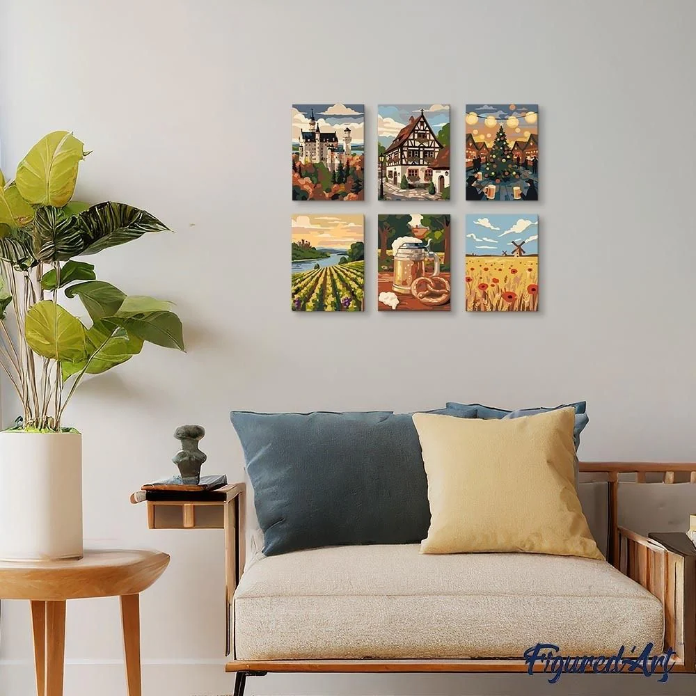 Mini Paint by numbers 15x20cm (6 pieces) - Hello Germany - Image 3