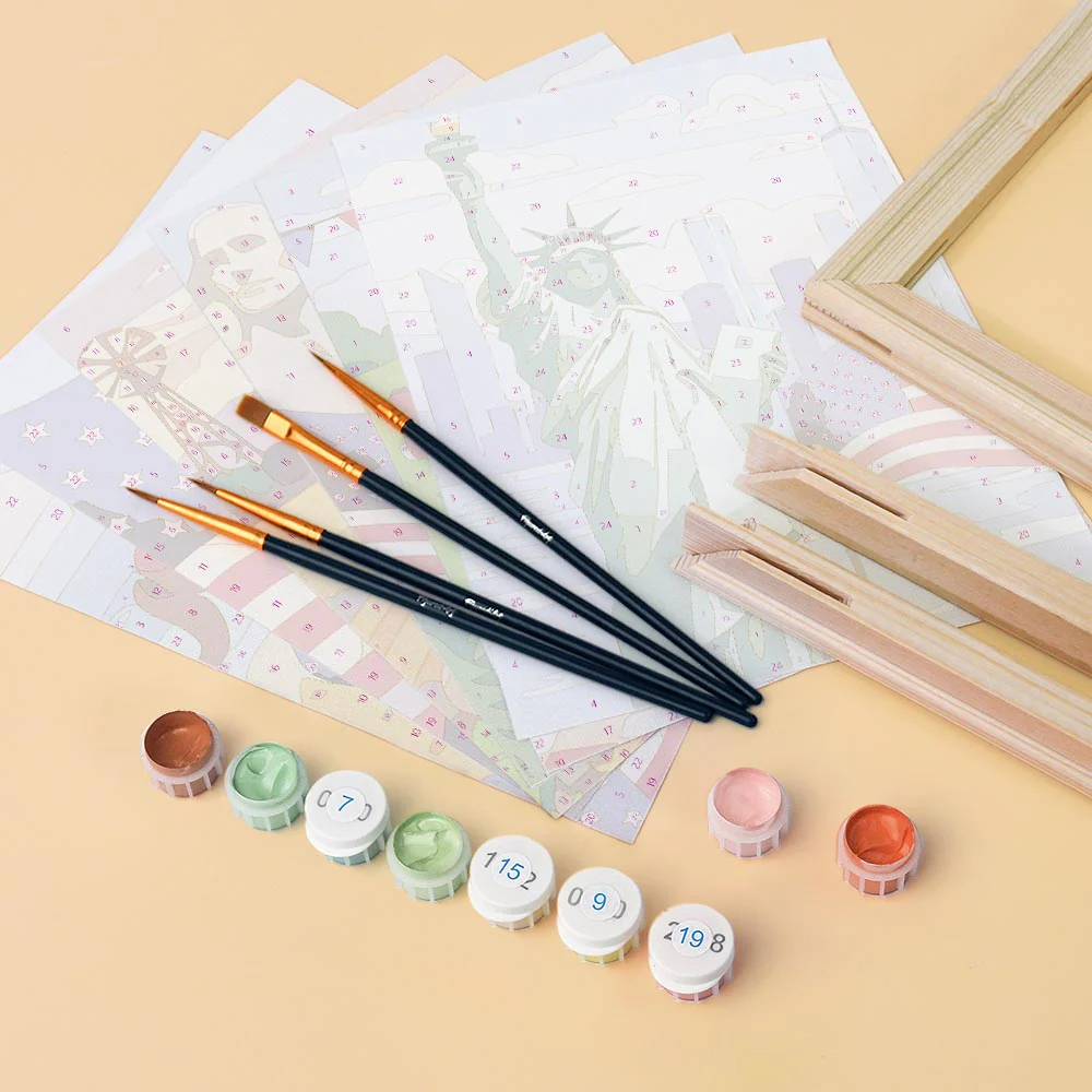 Mini Paint by numbers 15x20cm (6 pieces) - Hello USA - Image 4