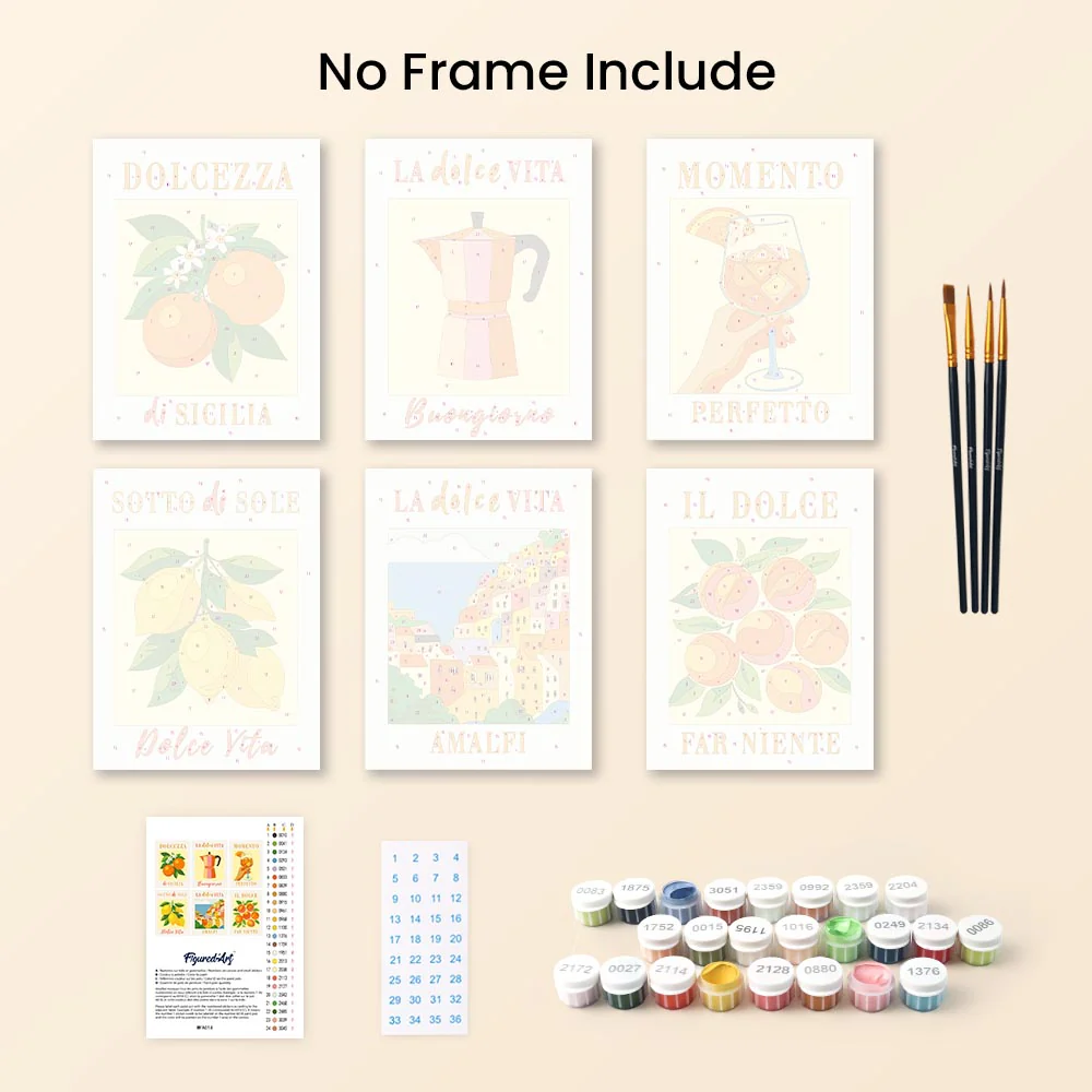 Mini Paint by numbers 15x20cm (6 pieces) - Italian Sunshine - Image 10