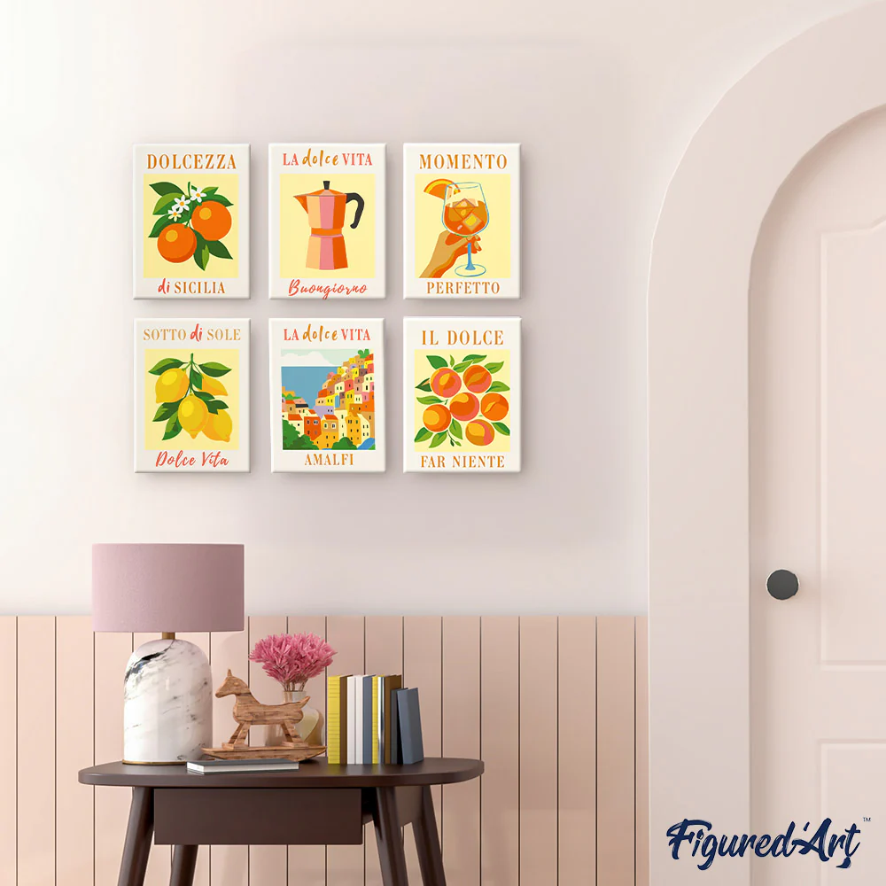 Mini Paint by numbers 15x20cm (6 pieces) - Italian Sunshine - Image 3