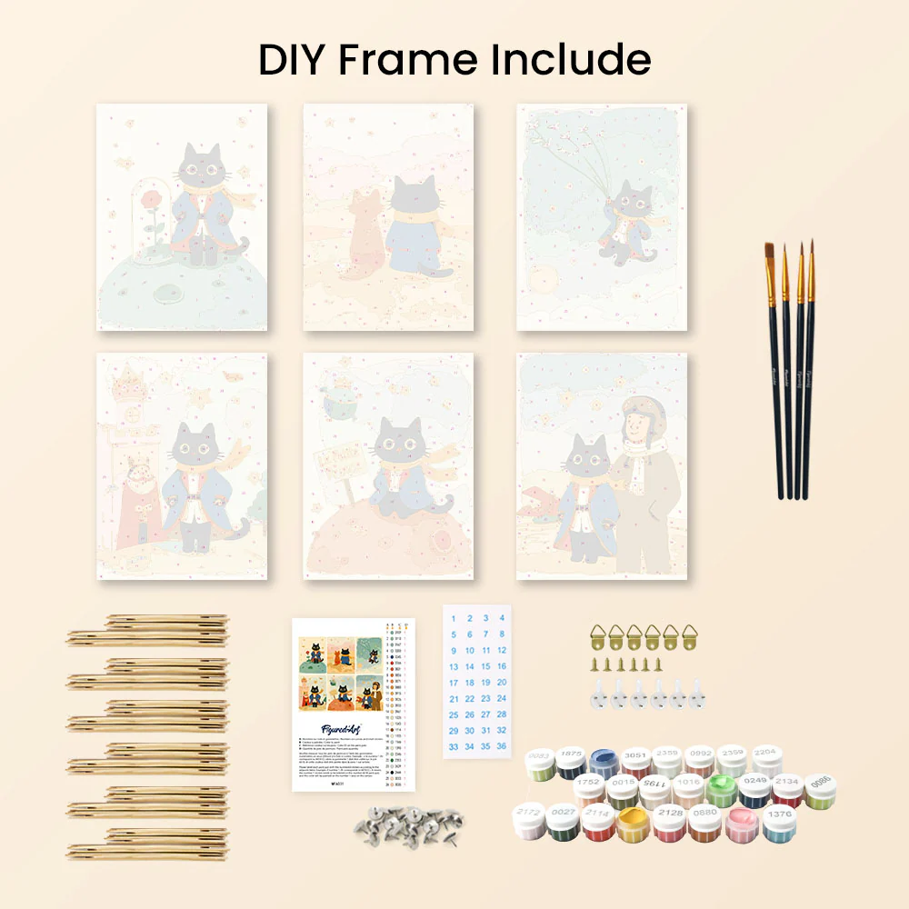 Mini Paint by numbers 15x20cm (6 pieces) - Little Cat - Image 11