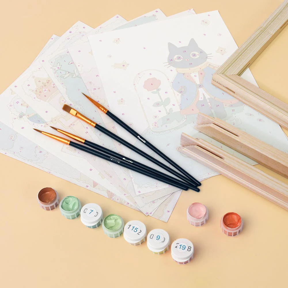 Mini Paint by numbers 15x20cm (6 pieces) - Little Cat - Image 4