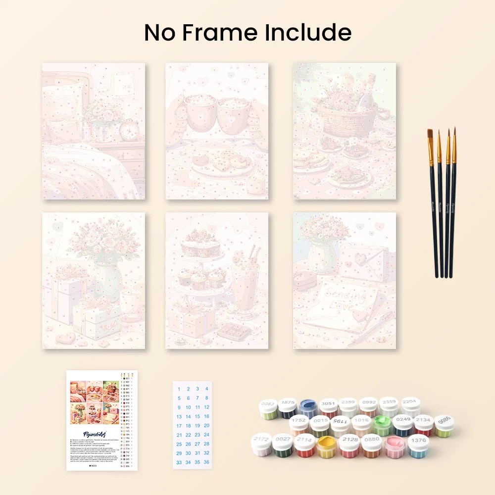 Mini Paint by numbers 15x20cm (6 pieces) - Love Gifts - Image 10