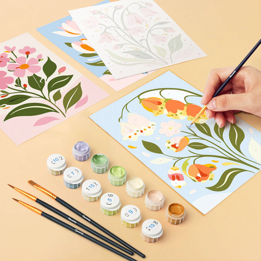 Mini Paint by numbers 15x20cm (6 pieces) - Spring Flowers - Image 6