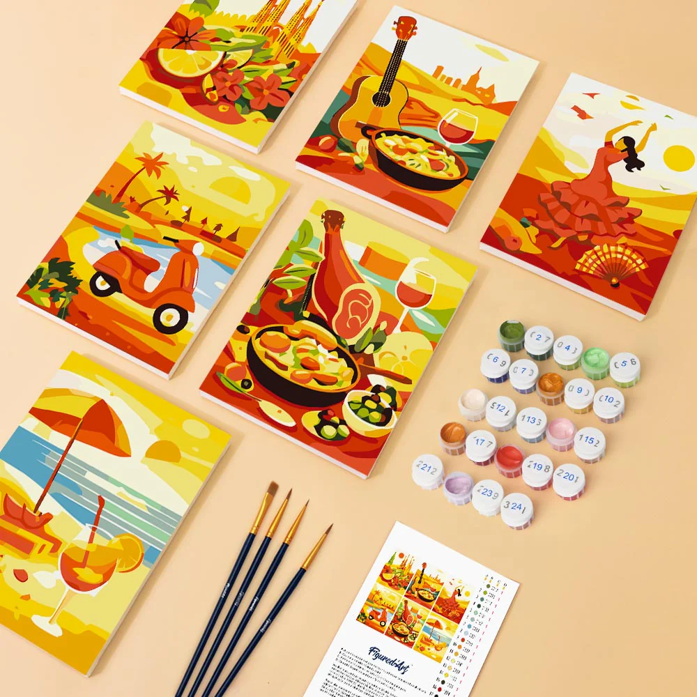 Mini Paint by numbers 15x20cm (6 pieces) - Vibrant Spain - Image 2