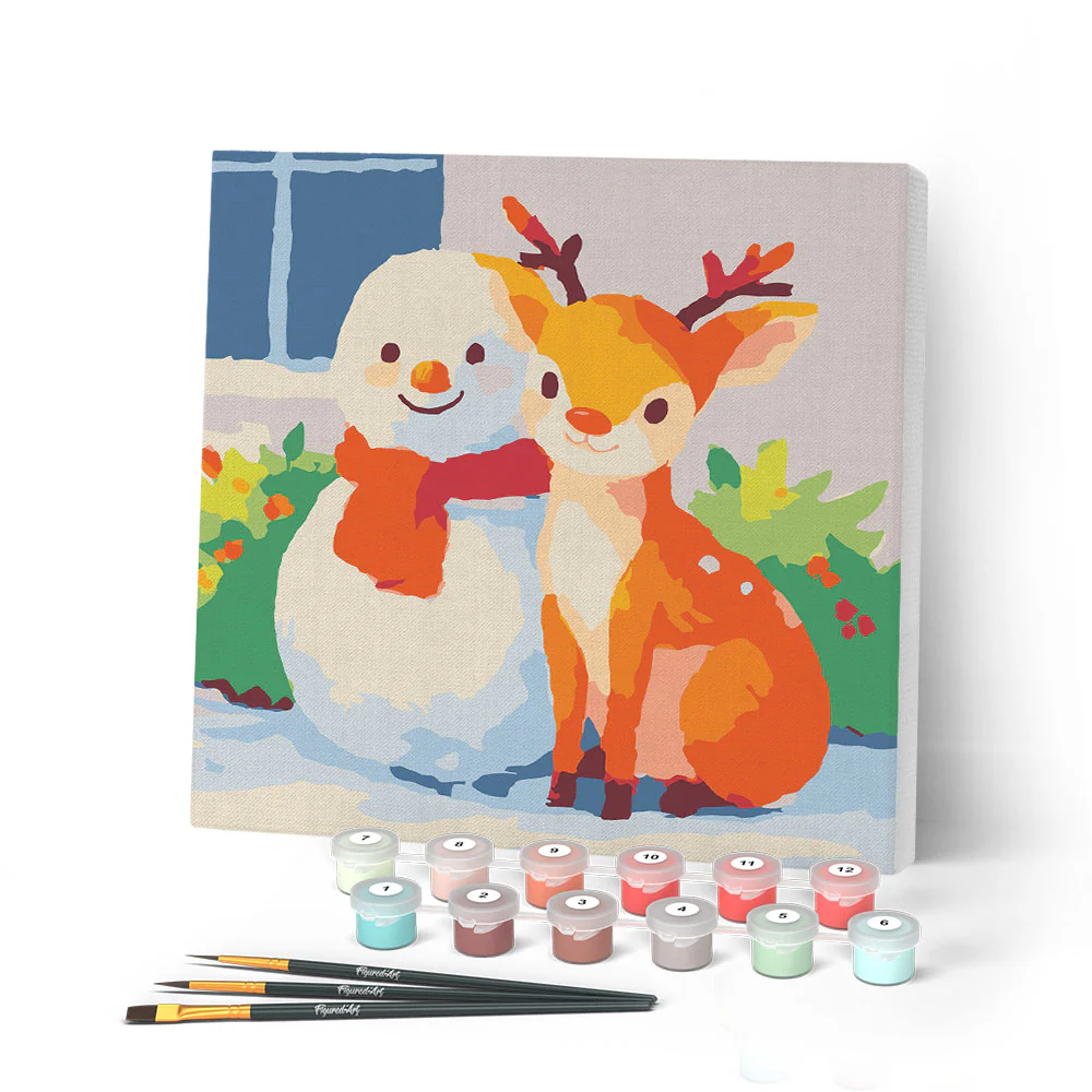 Mini Paint by numbers 20x20cm framed - Holiday Buddies