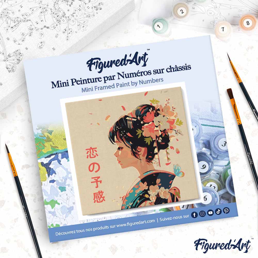 Mini Paint by numbers 20x20cm framed - Japanese Scent of Love - Image 4