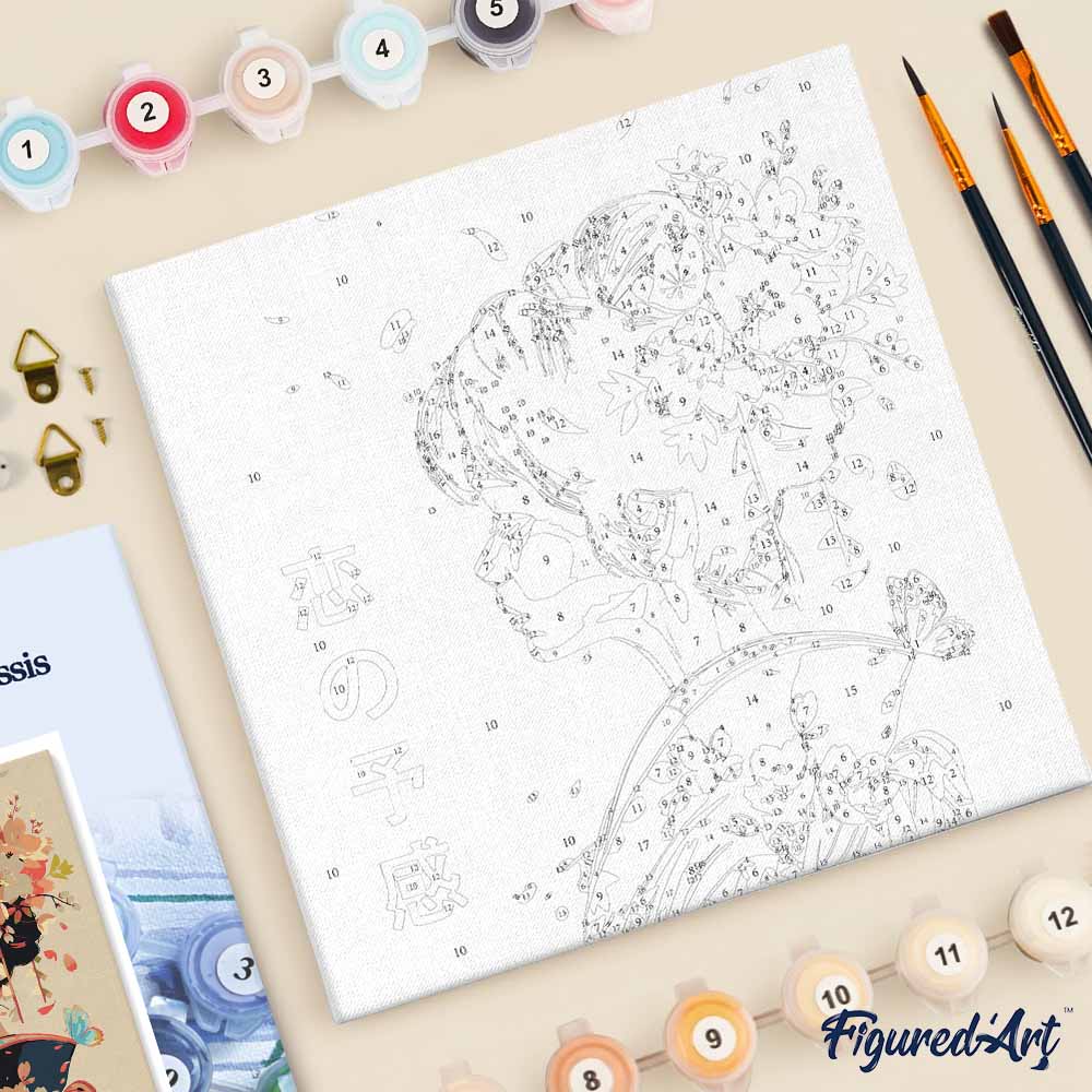 Mini Paint by numbers 20x20cm framed - Japanese Scent of Love - Image 5