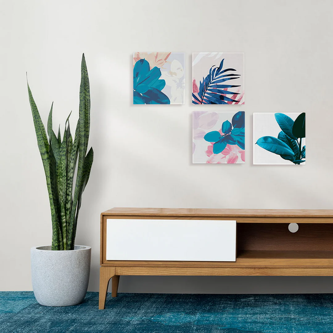 Mini Paint by numbers Abstact Flowers and Leaves 20x20cm already framed - Image 3