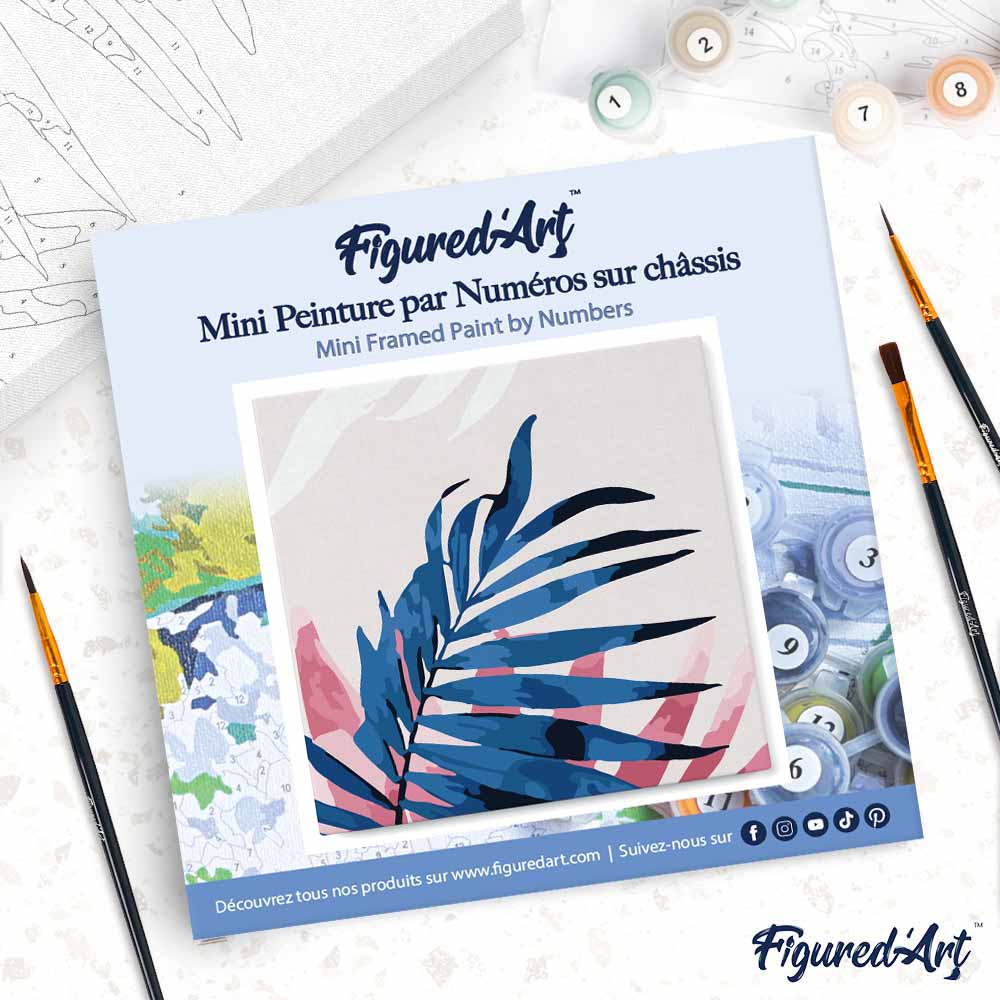 Mini Paint by numbers Abstact Palm Leaves 20x20cm already framed - Image 4