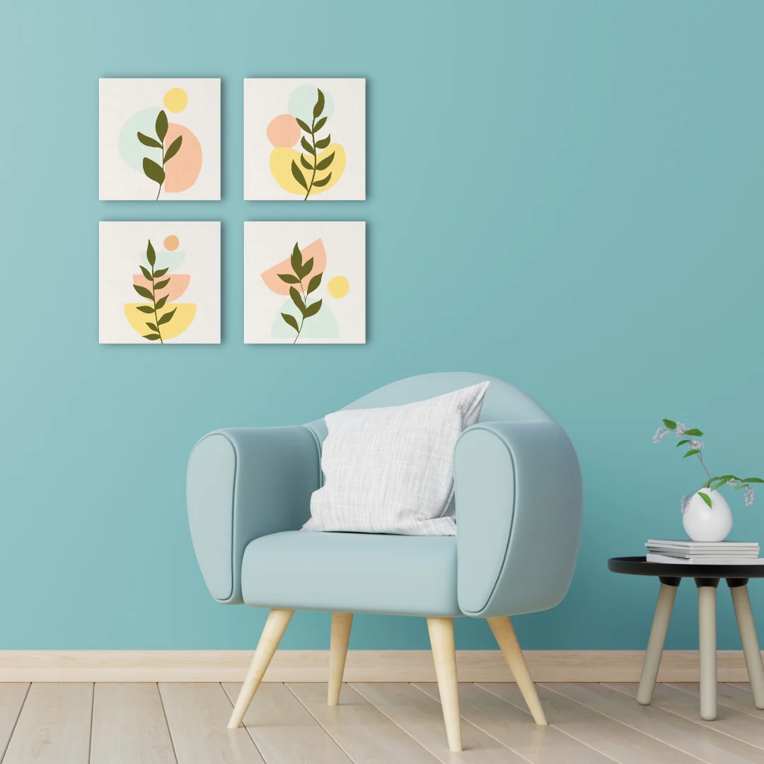 Mini Paint by numbers Abstract Bohemian Botanical Art Set 2 of 4 20x20cm already framed - Image 3