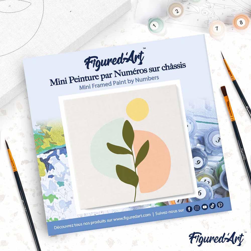 Mini Paint by numbers Abstract Bohemian Botanical Art Set 3 of 4 20x20cm already framed - Image 4