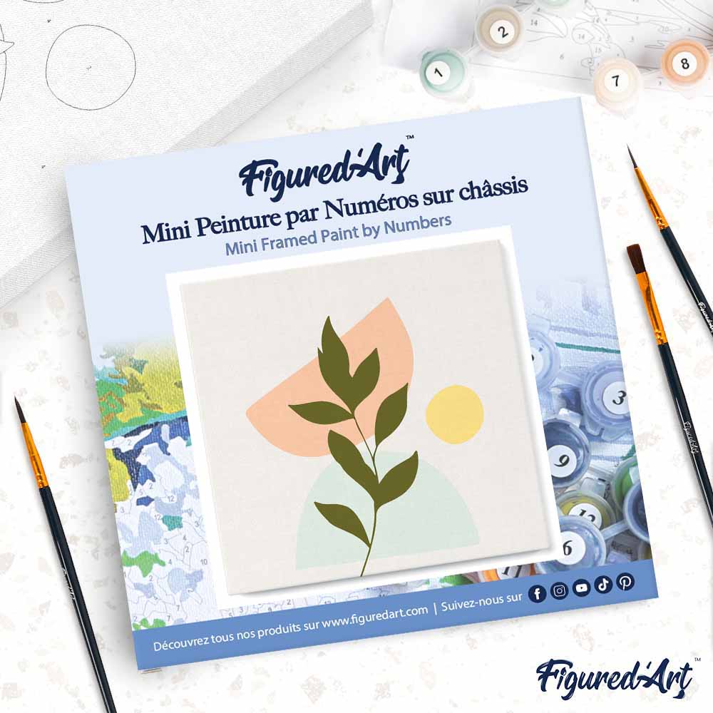 Mini Paint by numbers Abstract Bohemian Botanical Art Set 4 of 4 20x20cm already framed - Image 4