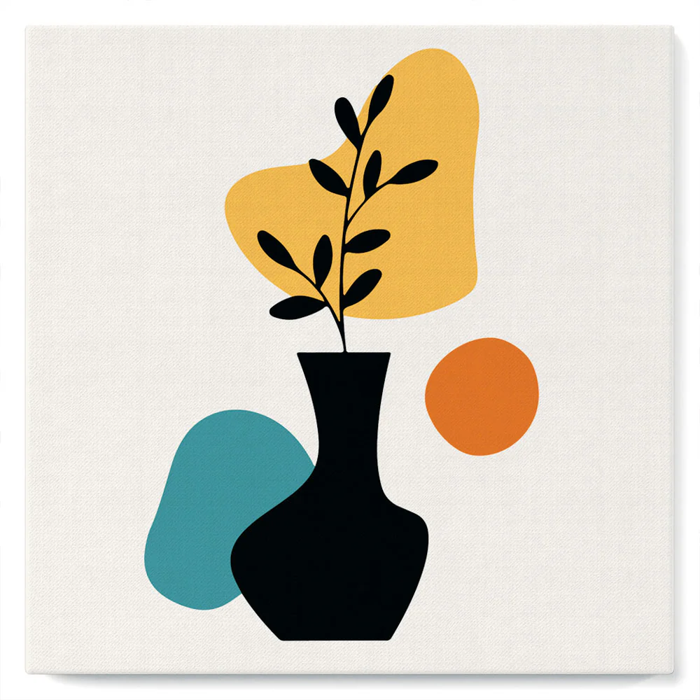 Mini Paint by numbers Abstract Plant Pot Set 1 of 3 20x20cm already framed - Image 2
