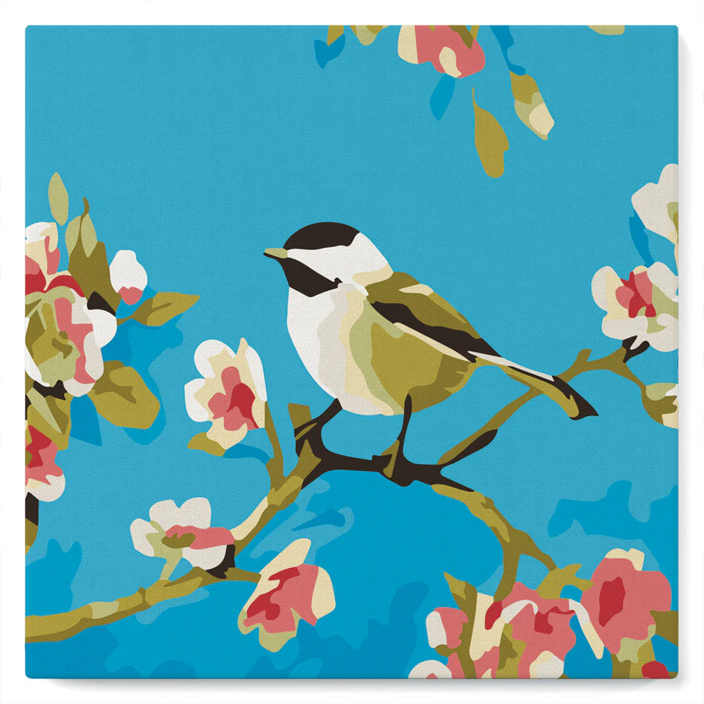 Mini Paint by numbers Birds Painting 20x20cm already framed - Image 2