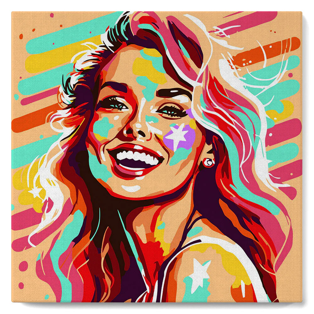 Mini Paint by numbers Blonde Bombshell Pop Art 20x20cm already framed - Image 2