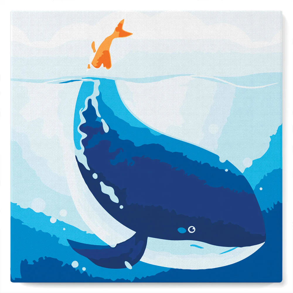 Mini Paint by numbers Blue Whale 20x20cm already framed - Image 2