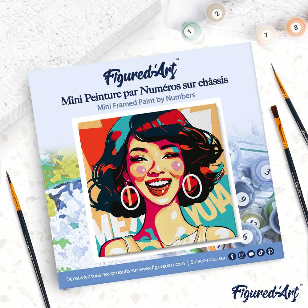 Mini Paint by numbers Charming Lady Pop Art 20x20cm already framed - Image 4