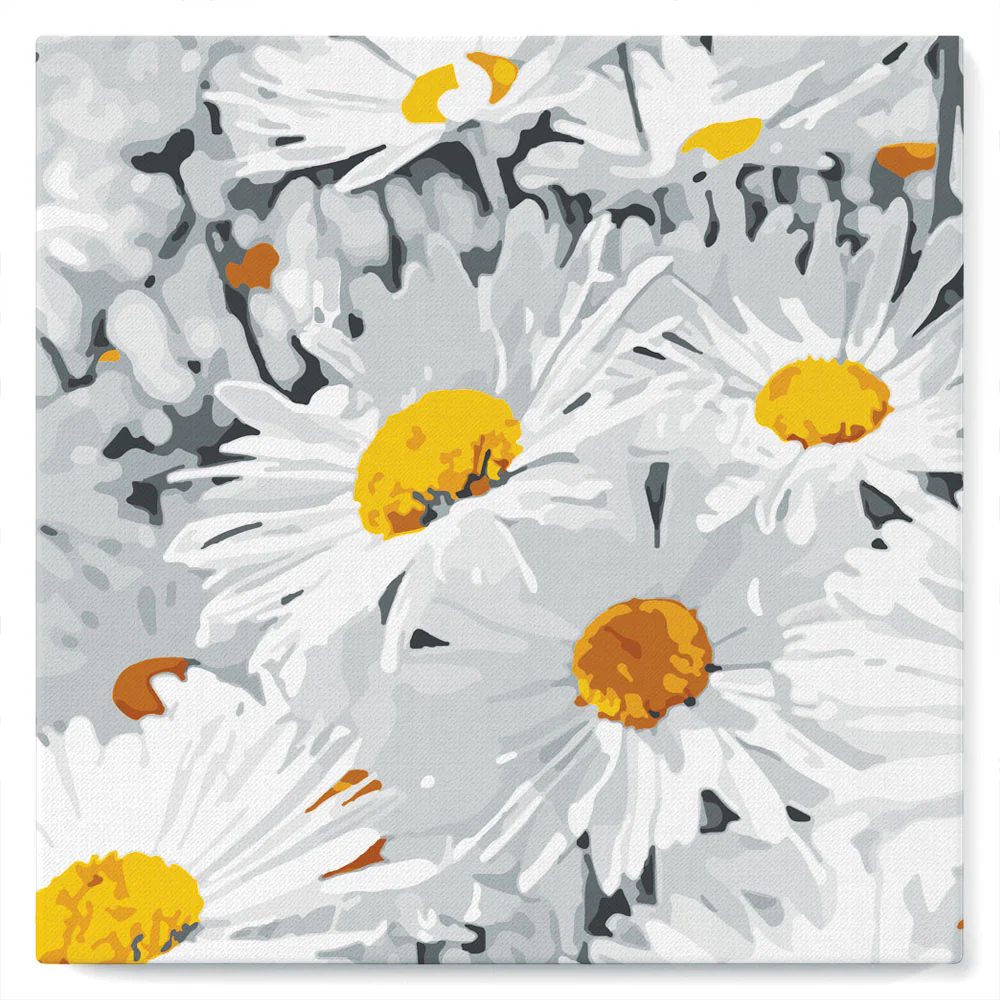 Mini Paint by numbers Daisies Field 20x20cm already framed - Image 2