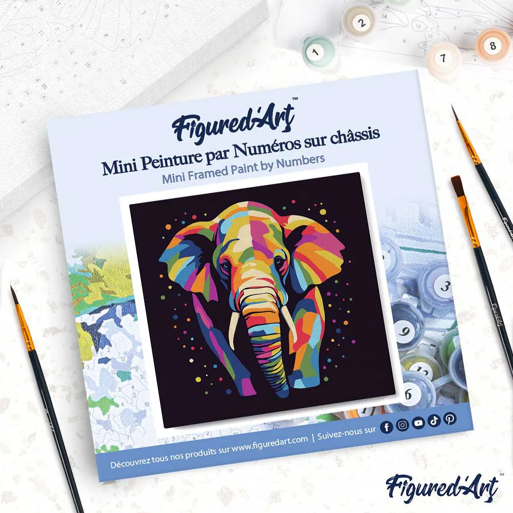 Mini Paint by numbers Elephant Abstract Pop Art 20x20cm already framed - Image 4