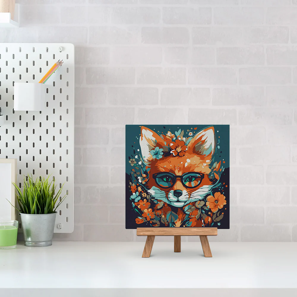 Mini Paint by numbers Fantasy fox and flowers 20x20cm already framed - Image 3