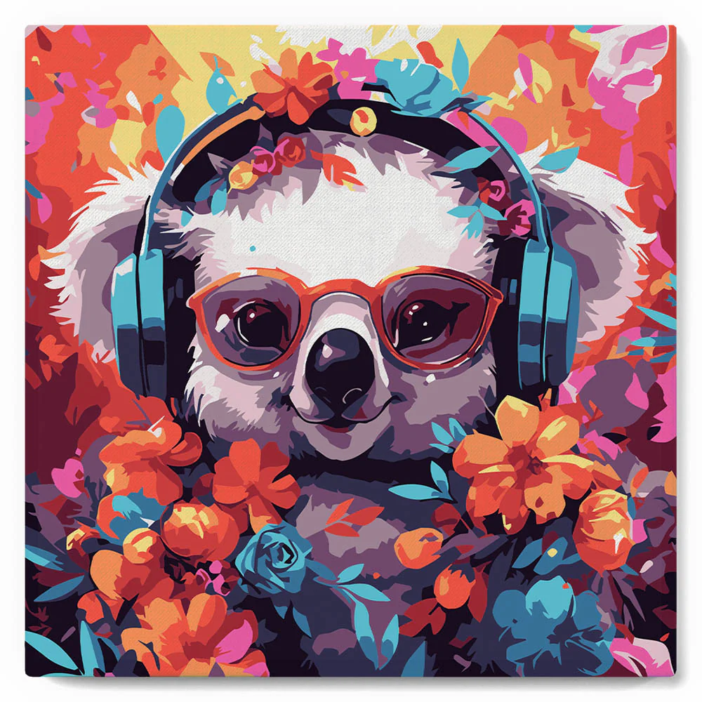 Mini Paint by numbers Fantasy Koala and Flowers 20x20cm already framed - Image 2