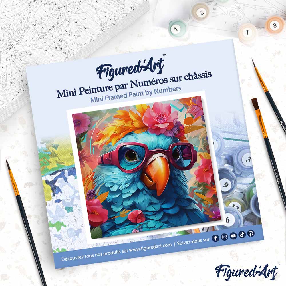Mini Paint by numbers Fantasy Parrot and Flowers 20x20cm already framed - Image 4