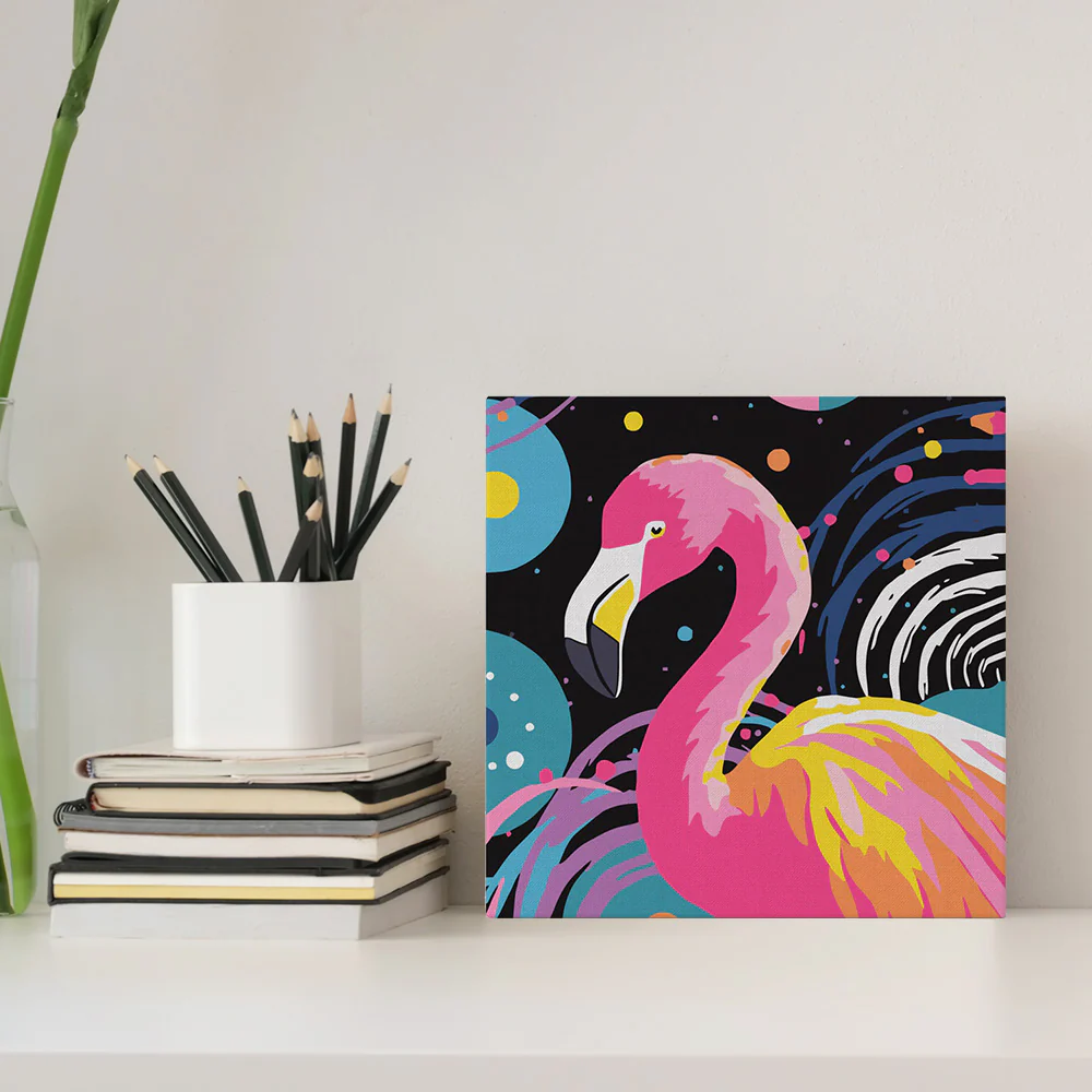 Mini Paint by numbers Flamingo Abstract Pop Art 20x20cm already framed - Image 3