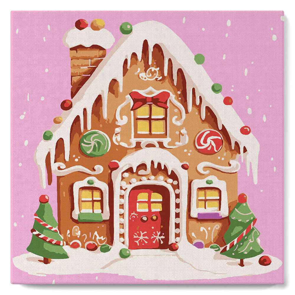 Mini Paint by numbers Gingerbread House 20x20cm already framed - Image 2