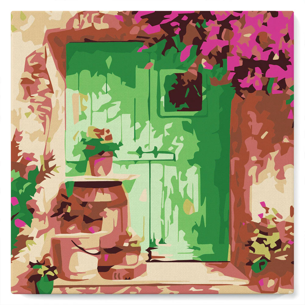 Mini Paint by numbers Green Door 20x20cm already framed - Image 2