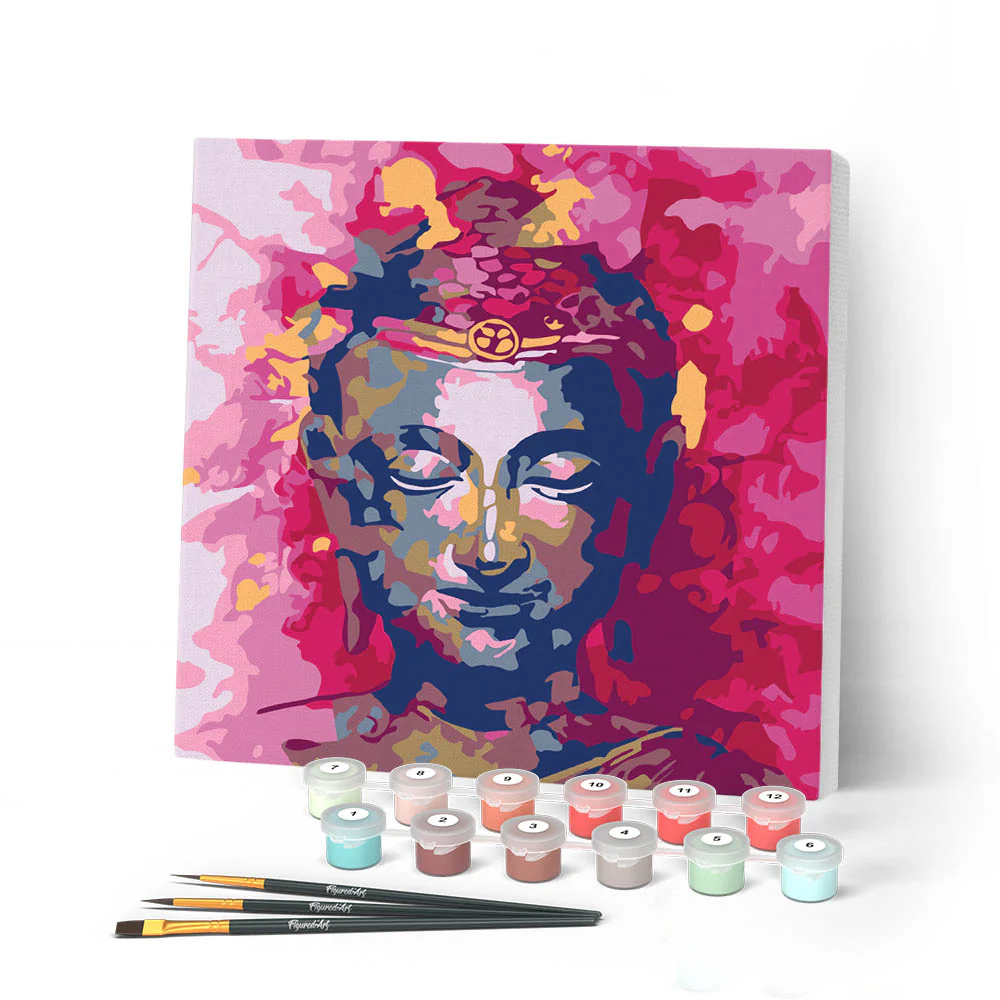 Mini Paint by numbers Painted Buddha 20x20cm already framed