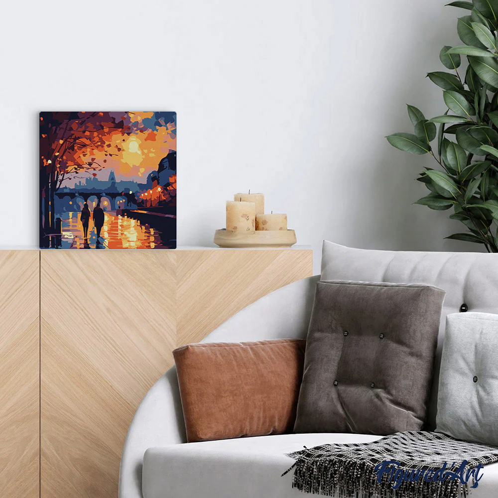 Mini Paint by numbers Romantic Night 20x20cm already framed - Image 3