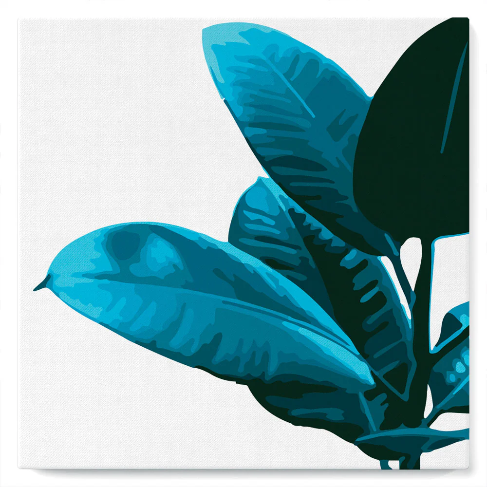 Mini Paint by numbers Rubber Plant Leaves 20x20cm already framed - Image 2