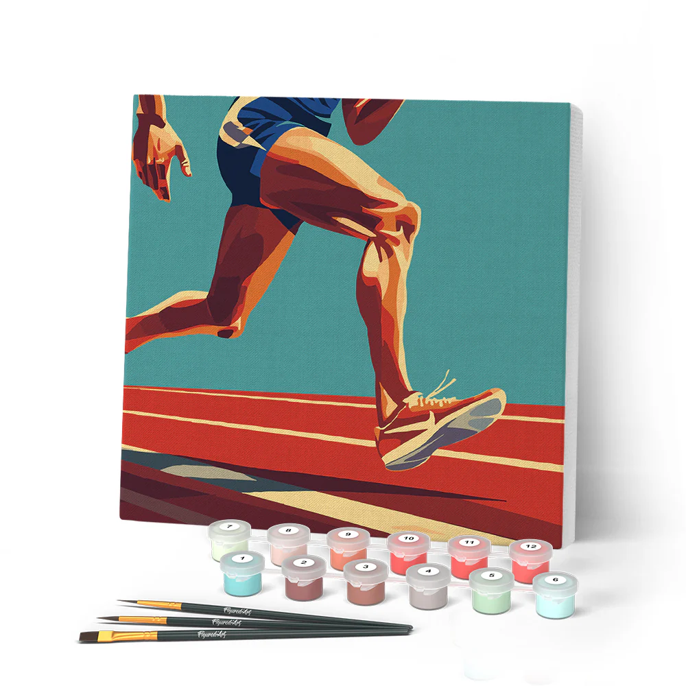 Mini Paint by numbers Sport Poster Athletics 20x20cm already framed