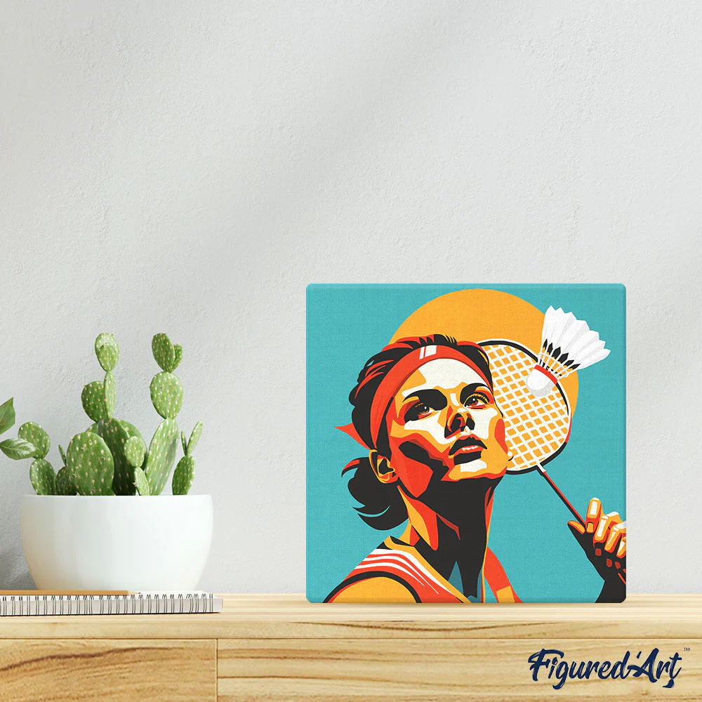 Mini Paint by numbers Sport Poster Badminton 20x20cm already framed - Image 3