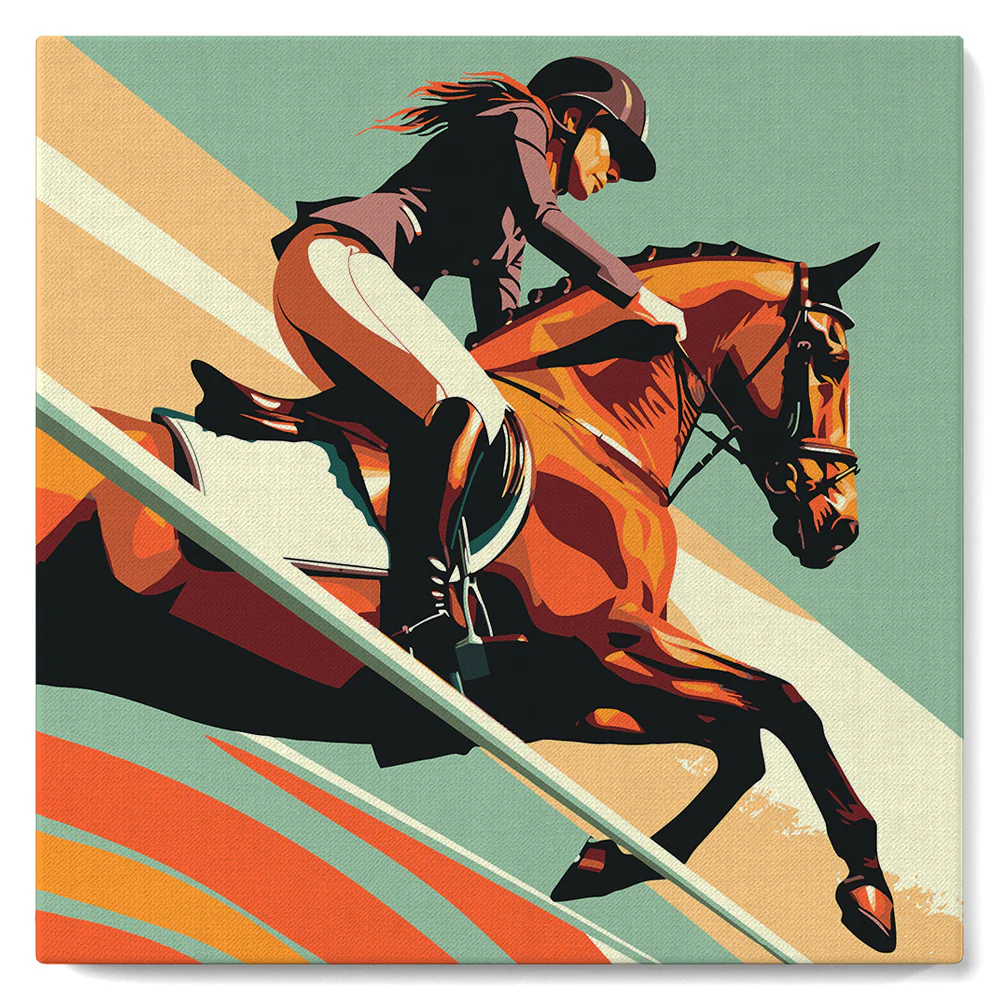Mini Paint by numbers Sport Poster Equestrian 20x20cm already framed - Image 2