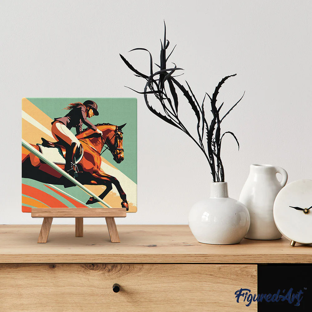 Mini Paint by numbers Sport Poster Equestrian 20x20cm already framed - Image 3