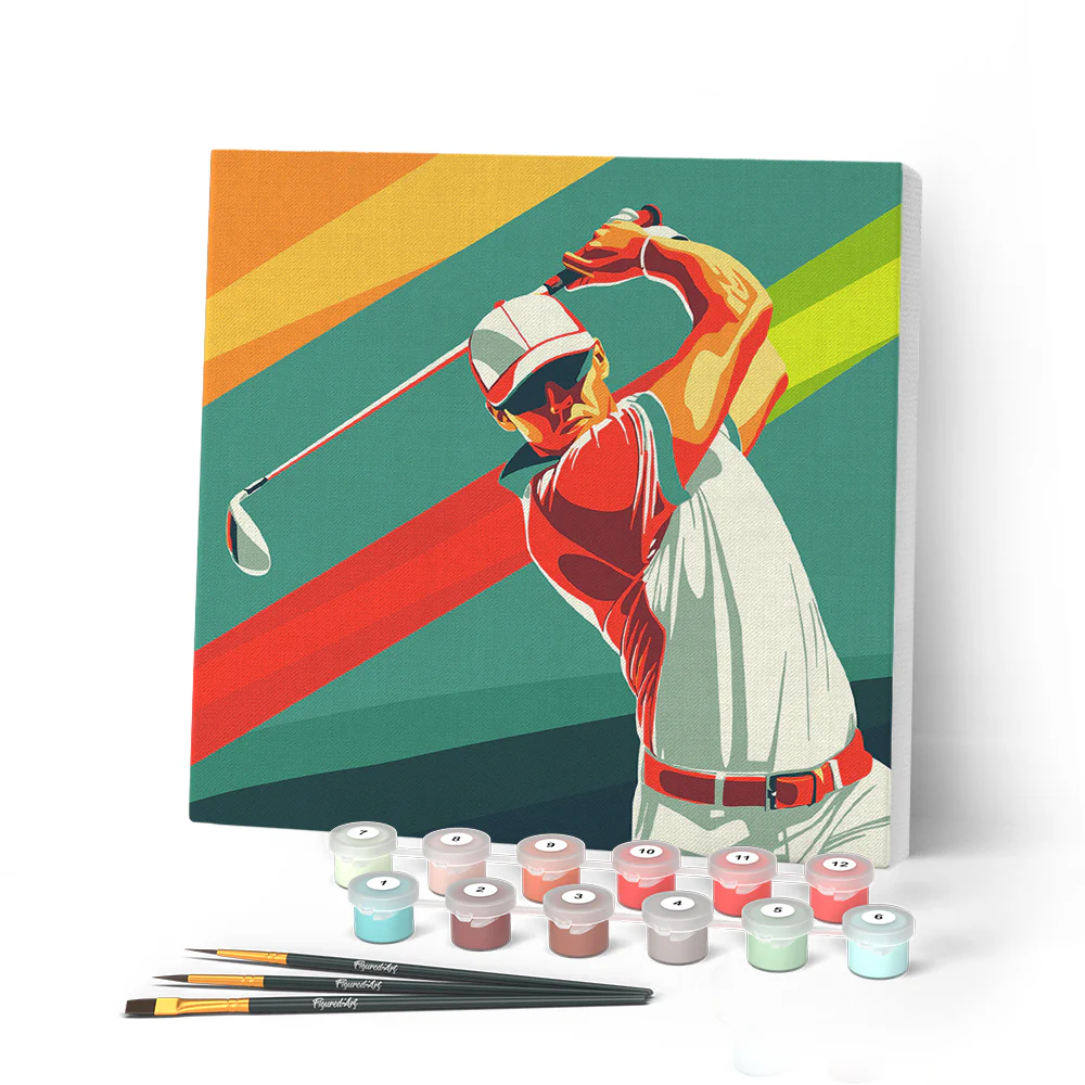 Mini Paint by numbers Sport Poster Golf 20x20cm already framed