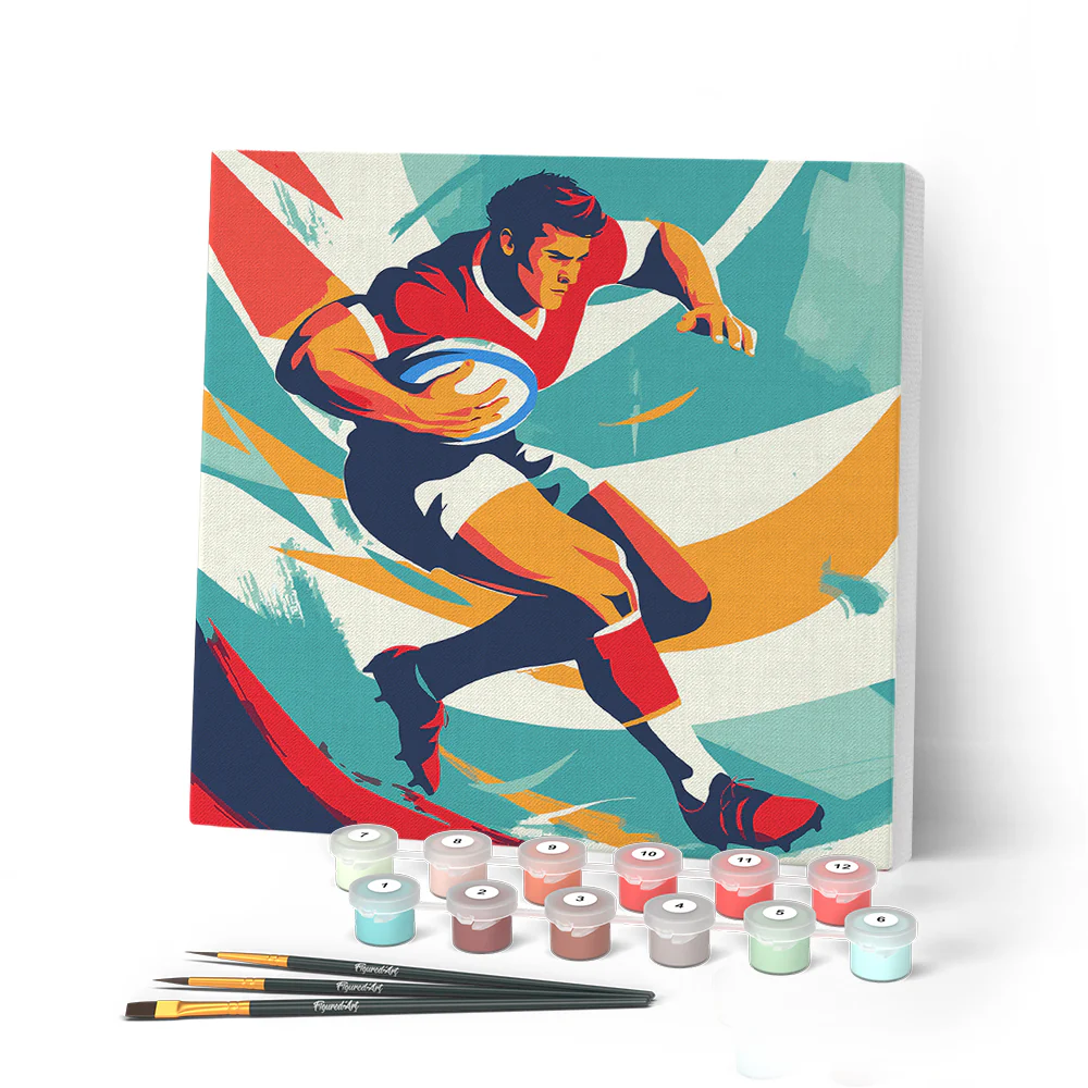 Mini Paint by numbers Sport Poster Rugby 20x20cm already framed