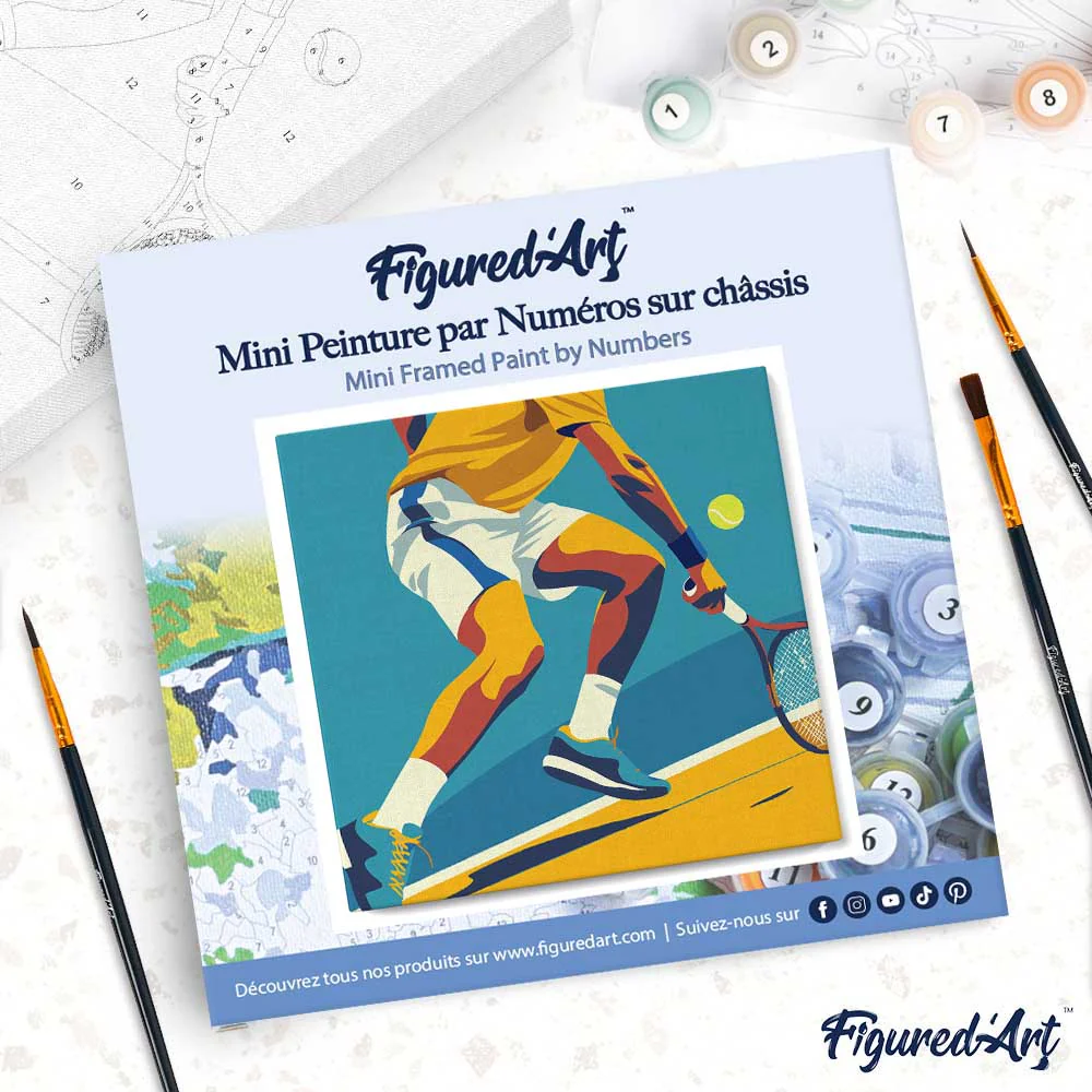 Mini Paint by numbers Sport Poster Tennis 20x20cm already framed - Image 4