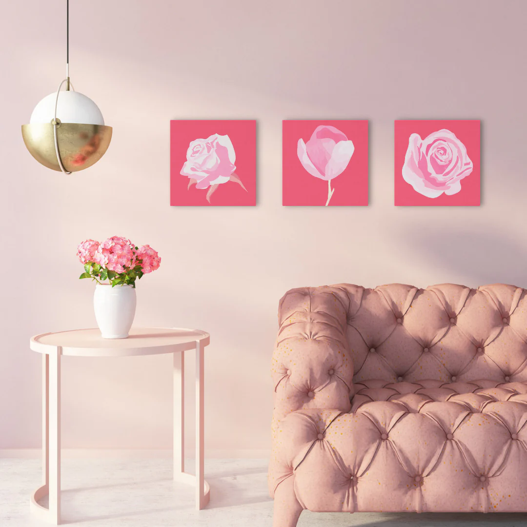 Mini Paint by numbers Sweet Blooming Pink Rose 20x20cm already framed - Image 3