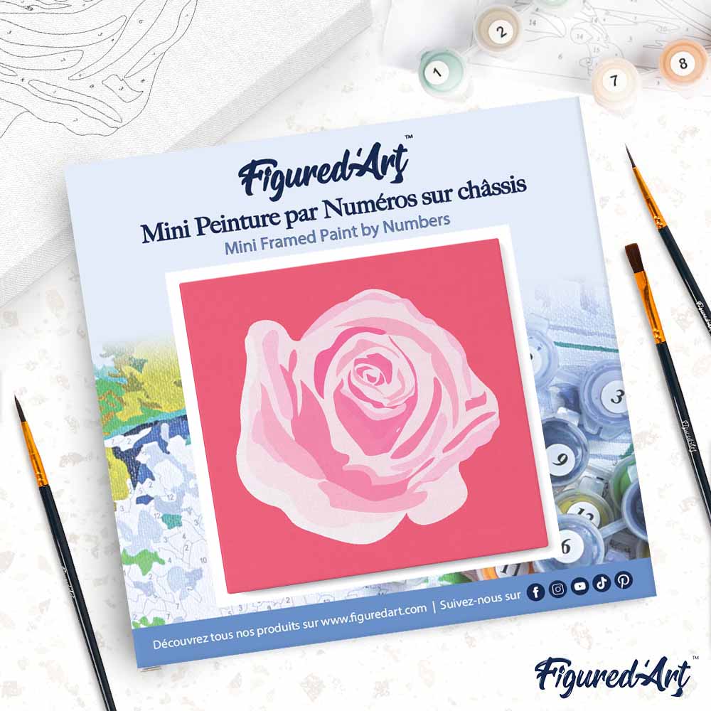 Mini Paint by numbers Sweet Blooming Pink Rose 20x20cm already framed - Image 4