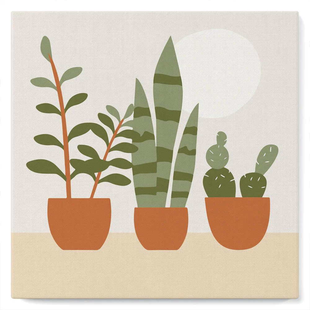 Mini Paint by numbers Three plant pots 20x20cm already framed - Image 2